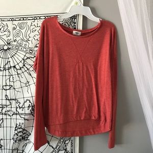 Orange, cropped long sleeve tee